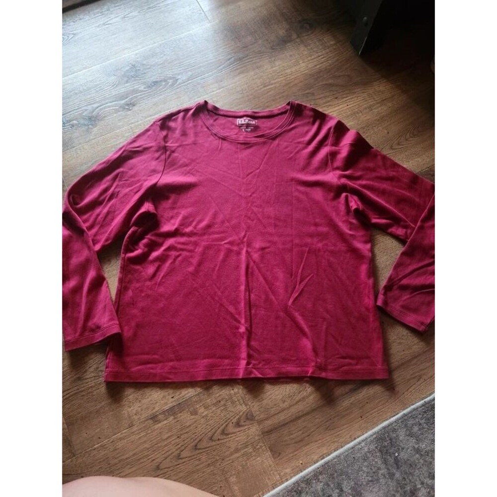 L.L. Bean Women's Long-Sleeve Crewneck Tee Shirt Maroon Red Large